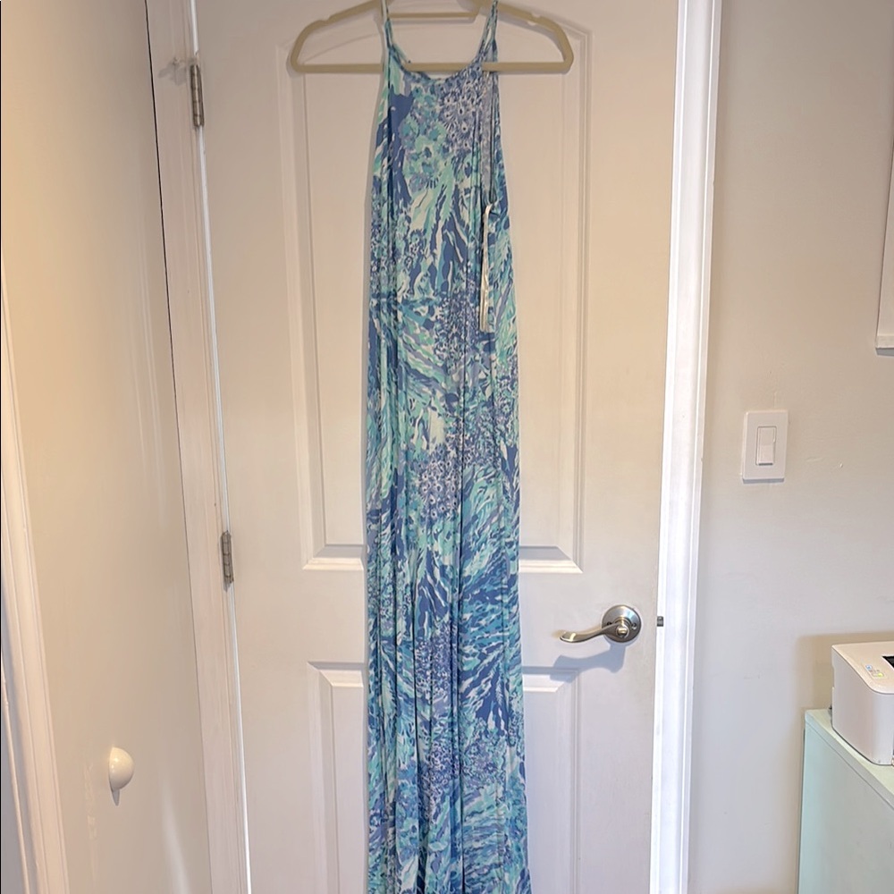 Lilly Pulitzer Blue and Green Maxi Dress
